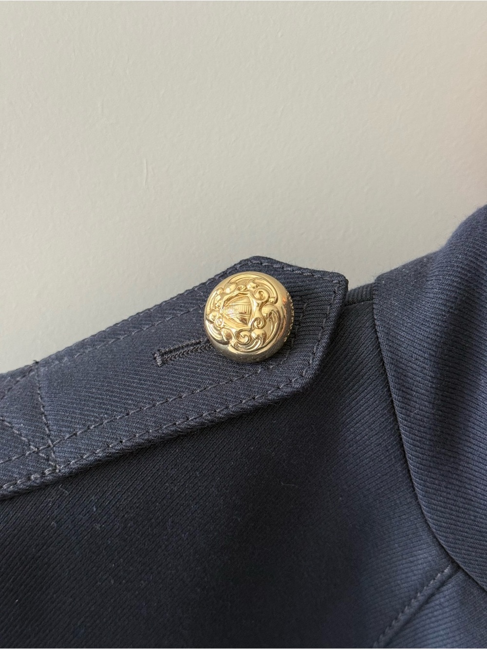 Authentic Burberry Navy Military-Style Gold Button Wool Jacket - Picture 6 of 9